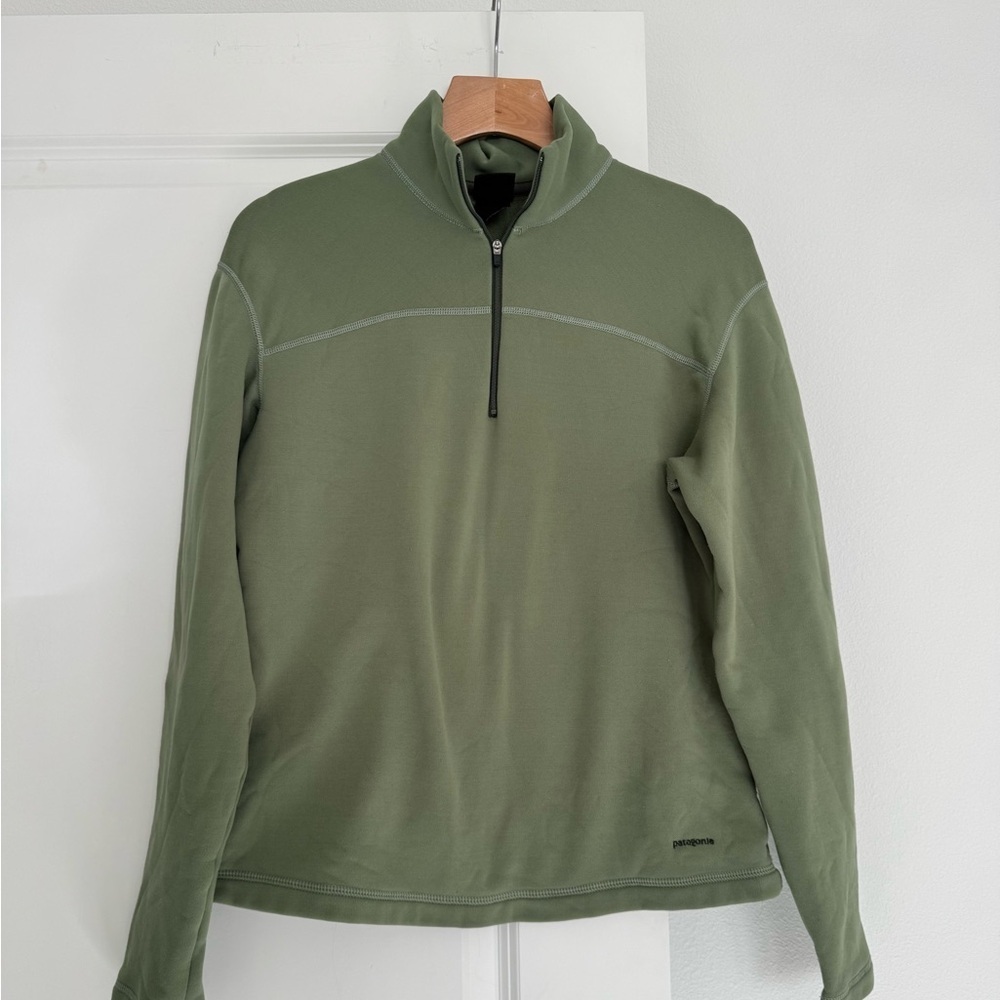 patagonia CAPILENE women’s green lightweight quarter zip sweatshirt size MEDIUM